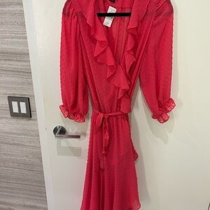Barneys New York Vibrant Red Long Sleeve Dress